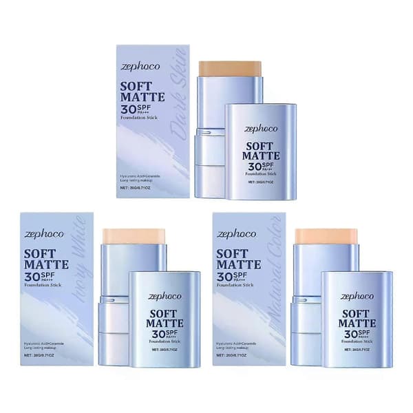 Foundation Stick, Medium til Fuld Dækning Foundation Makeup med Indbygget Børste, Blød Mat Ansigtsmakeup Base med SPF 30 til Kvinder dark skin
