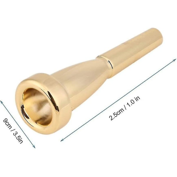 Trumpetmunstycke, trumpetmunstycke i mässing för instrument i storlek 3c (guld)