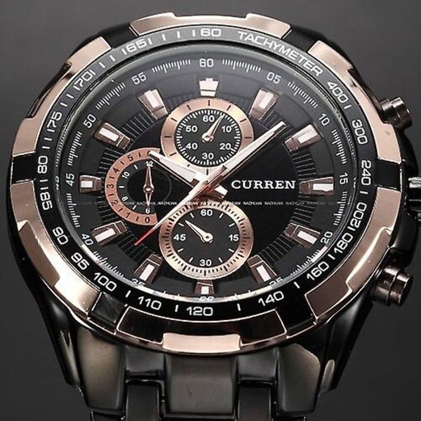 CURREN Herreure Top Mærke Luksus Guld Sort Quartz Herreur Mænd Militær Sport Ur Mænd Armbåndsur 8023 Relogio Masculino Gold Black Black