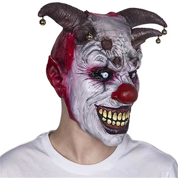 Skummel Ond Klovnmaske for Voksne - Skremmende Morder Joker Latex Full Face Halloween Karneval Cosplay Kostyme Rekvisitter