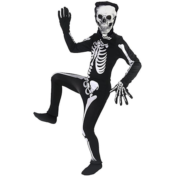 Halloween Barnekostyme Skjelett 3D Trykt Glow In The Dark Hodeskalle Skjelett Skummelt Cosplay Kostyme For 4-12 År Gutter Jenter