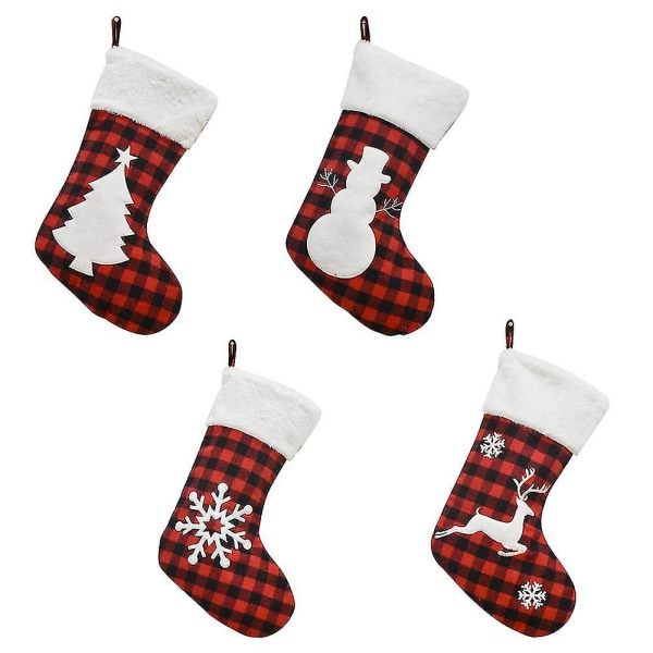 Julgransdekorationer Svart och röd rutig julstrumpor