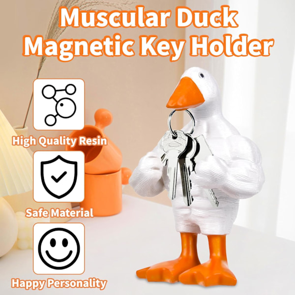 Pipihome Magnetisk Gåseand Nøgleholder Muskuløs And Statue Ornament Sød Harpiks Muskuløs Gåseand Statue Sjov Dyremagnetisk Nøgleholder