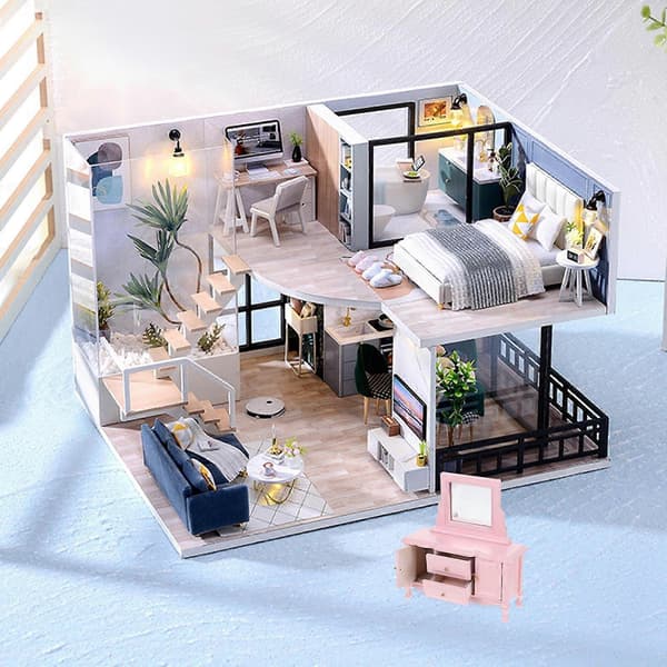 Miniature Møbel Toilettaske Model til Dukkehus Samlere med Delikat Design 1Sæt
