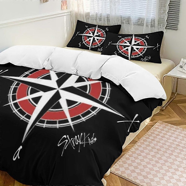c452 Stray Kids Sängkläder Set Påslakan Bekvämt och Lättviktigt Tecknat Sängkläder 3 Delars Sängset Enkel(1 Påslakan och 2 Örngott) hn1035 135x200cm 53x78in