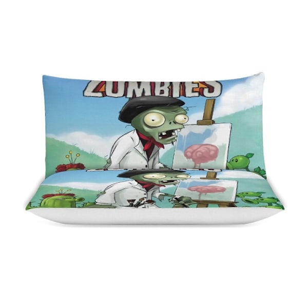 v1406 Plants Vs Zombies Täcke Set Tjockt Mjukt 3-delars Sängklädesset Året Runt Täcke med 2 Örngott för Vuxna Kvinnor Flickor Tonåringar Hemrum De 200x200cm 78x78in
