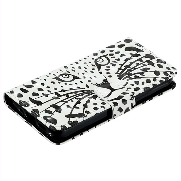 För Motorola Moto G14 5g Plånboksfodral i Läder 3d Mönster Folio Cover Leopard Head