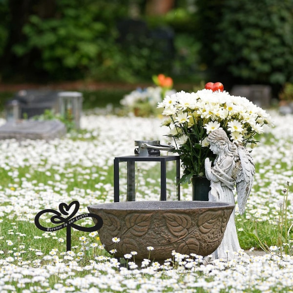 Minnesgravsmarkörer, Metall Memorial Stake Sympati Gravplakett Stake Graveyard Cemetery Dekorationer för Grave, Easter Garden Stakes