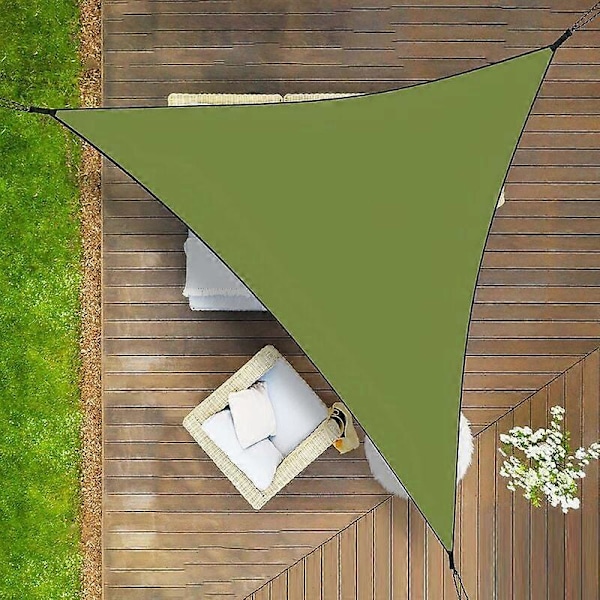 Trekantet Vandtæt Solsejl 3x3x3M Åndbart Solbeskyttelse Vindtæt UV-beskyttelse Solsejl til Have Terrasse Altan Udendørs (Grøn)