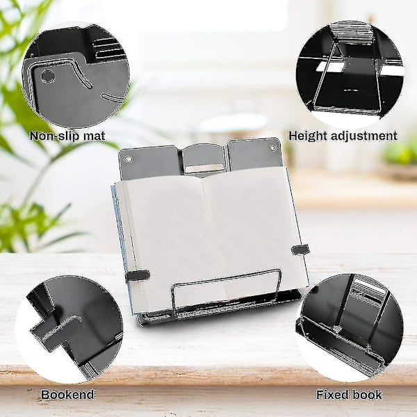 Bogstativ Metal Staffeli Kopiholder Stativ Læsning/ipad/kogebog Køkken/magasin Justerbar 6 Positi
