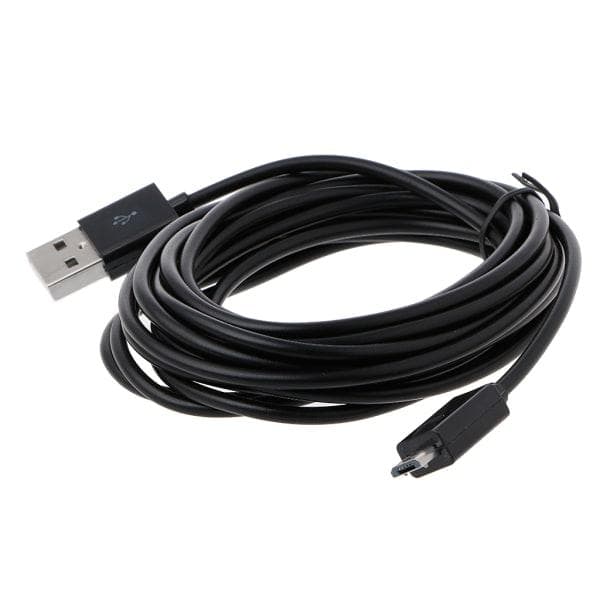 283 cm/9,28 ft Micro USB-strømkabel til PS4-controllere Opladningskabel Linje Micro USB-opladningskabel Sort Sort