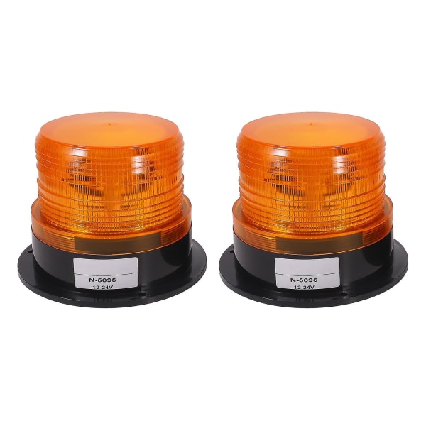 2 x Rav Amber LED-advarselslys Stroboskop Nød Blinkende Lys Advarselslampe Lastbil 12v 24v