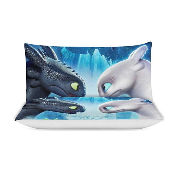 v19 How to Train Your Dragon 3-delt Sengetøysett Dynetrekksett Mykt Varmt og Komfortabelt Mykt Sengesett med 1 Dynetrekk og 2 Putetrekk for Soverom 200x200cm 78x78in