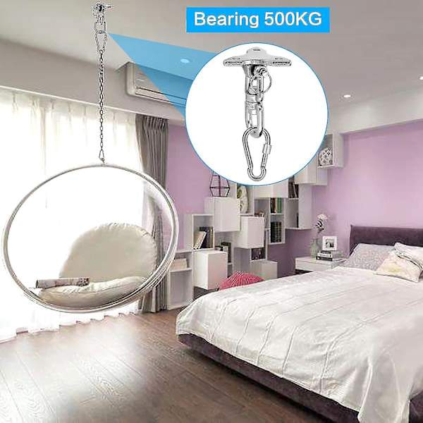 Takkrok Hängande Stol 360 Swivel Hook, Rostfritt Stål Yttre Stöd Upp Till 500kg För Takmontering Hängande Stol Hängmatta Yogaboxningssäck