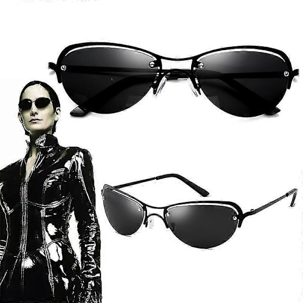 2024 Movie The Matrix Trinity Cosplay Glasses Unisex Eyewear Frameless Eyeglasses Metal Fashion Driving Sunglasses Accessories Props