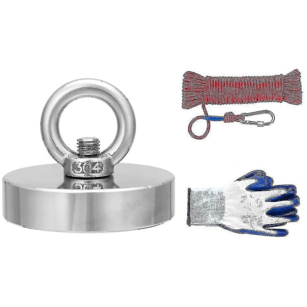 35-600kg Neodym-kalastusmagneetti romun talteenottoon 20m köydellä ja hanskoilla metallinetsinnän aarteiden löytämiseen Ruikalucky 32mm