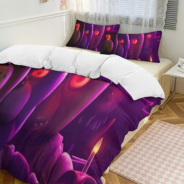 v1217 Five Nightat Freddy Dynesett Tykk Myk 3 Deler Sengetøy Sett Helårs Dynetrekk med 2 Putetrekk for Voksne Kvinner Jenter Tenåringer Hjemmerom 135x200cm 53x78in