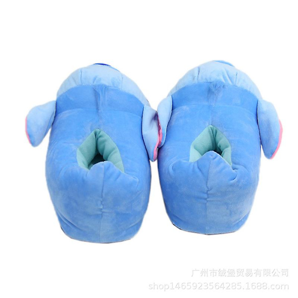 Blå Stitch Vintertøfler Sjove Indendørs Unisex Voksne Udstoppede Plys Sko