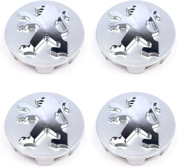4-pack - Peugeot Centrumkåpor / Hjulnavsemblem - B 75 75 60mm - Silver
