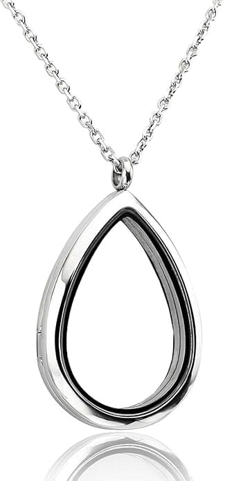 Dråbe/Hjerte Flydende Charm Memory Locket Halskæde - 316 Kirurgisk Rustfrit Stål Spænde Lukning