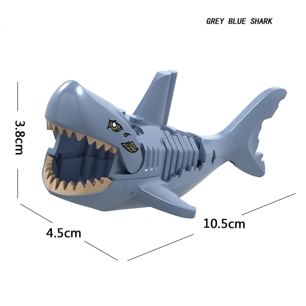 6 stk Ghost Shark byggeklosser actionfigur barnas leketøy gave Grey blue