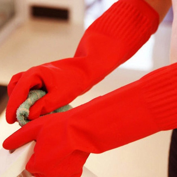 38/45 cm køkkenhandsker Vandtætte langærmede handsker Gummi latex handsker til opvask 38CMM