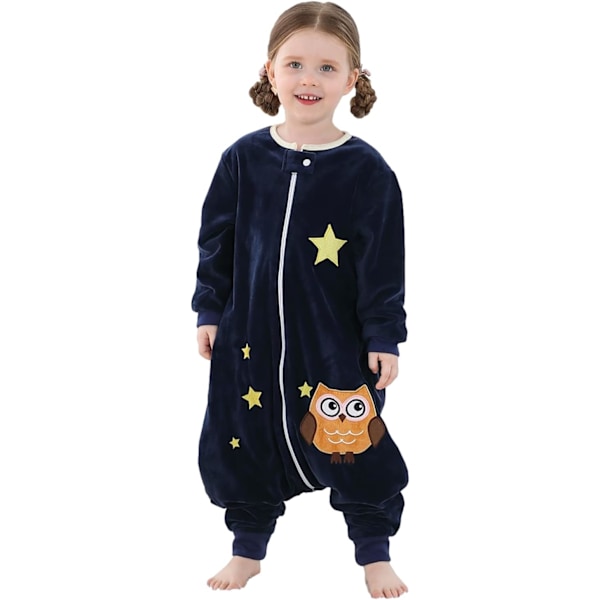 Babyso sacco nanna con piedi Pigiama sacco nanna per bambini Abbigliamento sacco nanna con cerniere Pigiama a maniche lunghe per neonata bambino 1-6 anni M black