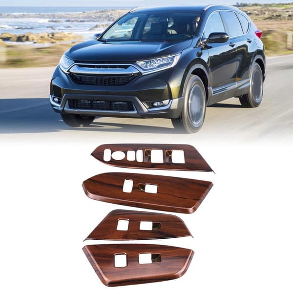 4st Inner Window Switch Panel Cover Trim för Honda CRV 2017 (Peach Wood Grain)