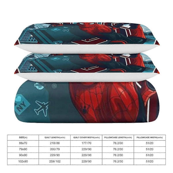 v203 Spider-Man 3-delars dubbelsängset - Inkluderar 1 enkel täcke och 2 örngott sängkläder - Färgbeständig mikrofiber - Spider io203 200x200cm 78x78in