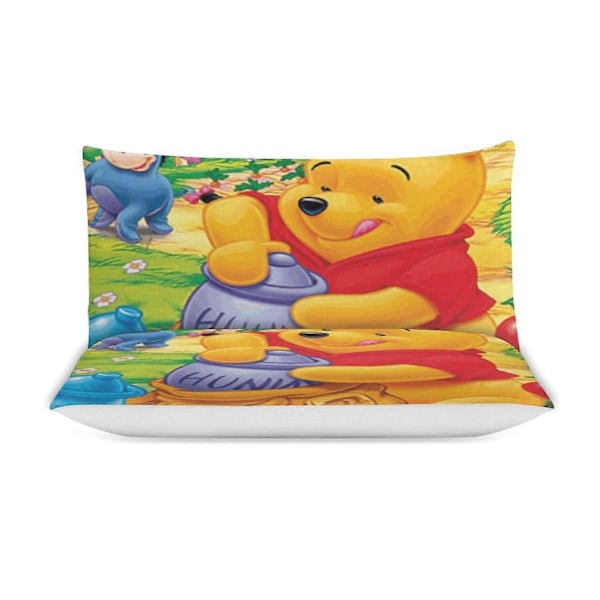 v23 Winnie The Pooh 3-delt dobbeltsengesæt - Inkluderer 1 enkelt dyne og 2 pudebetræk - Falmebestandig mikrofiber - Winnie The Pooh io23 135x200cm 53x78in