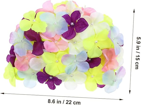 Badehætte med blomsterblad, tredimensionel blomsterbadehætte, badehætter til kvinder med langt hår, 1 stk. (Farve)