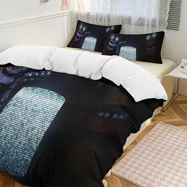 v1339 Five Nightat Freddy Dynesett Tykk Myk 3 Deler Sengetøy Sett Helårs Dynetrekk med 2 Putetrekk for Voksne Kvinner Jenter Tenåringer Hjem Rom 200x200cm 78x78in