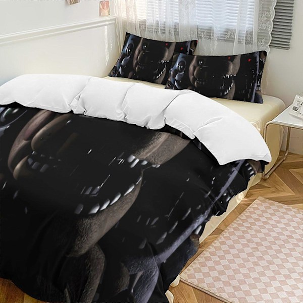 v1478 Five Nightat Freddy Täcke Set Tjockt Mjukt 3-delars Sängklädesset Året Runt Täcke med 2 Örngott för Vuxna Kvinnor Flickor Tonåringar Hemrum 200x200cm 78x78in