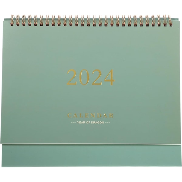 2023-2024 Skrivebords kalender, Stående Flip Skrivebords kalender fra juli 2023 til desember 2024, 7,5 x 6,4, Stå opp Skrivebords kalender Grønn