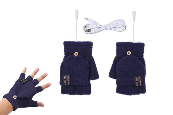 USB-uppvärmda elektriska handskar med halvfinger