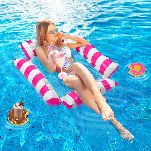 Pool Float Hängmatta, 2 Pack Pool Uppblåsbara Pool Floats, Uppblåsbar Vatten Hängmatta, Simbassäng Uppblåsbara
