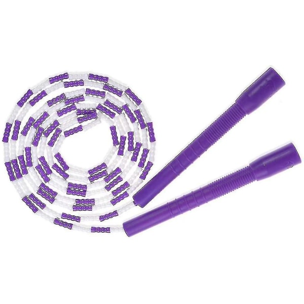 Hoppetov - Blødt Perle Segment Springtov - Justerbar Knækfri Fancy Reb Til Træning Purple