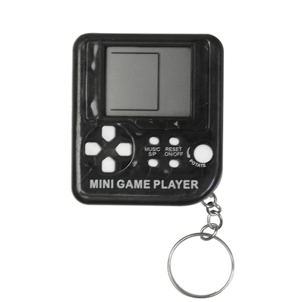 Portable Mini Retro Classic Game Console Keychain Lcd Handheld Game Players Anti Stress Electronic Toys Keychain Black