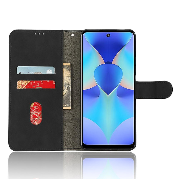 For Tecno Spark 10 Pro Skin-touch Läder Folio Case Plånbok Stativ Magnetiskt Skyddande Telefonskal Black Transsion Tecno Spark 10 Pro