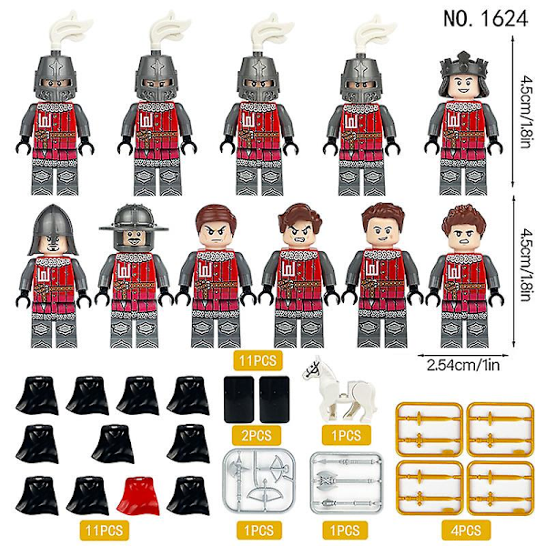 Middelalderske soldatbyggesteinfigurer 12-delt sett middelaldersoldat og våpen mini actionfigurer byggesteinleker samlesett smc560