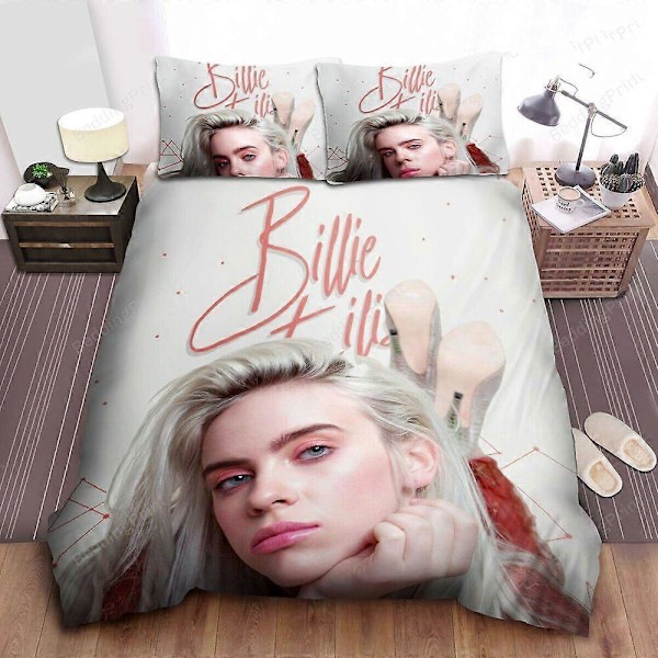 v254 Sängkläder Billie Eilish i Platinum White Hair Foto Påslakan Sängklädesset 3-delars Sängklädesset (1 Påslakan + 2 Örngott) y254 135x200cm 53x78in