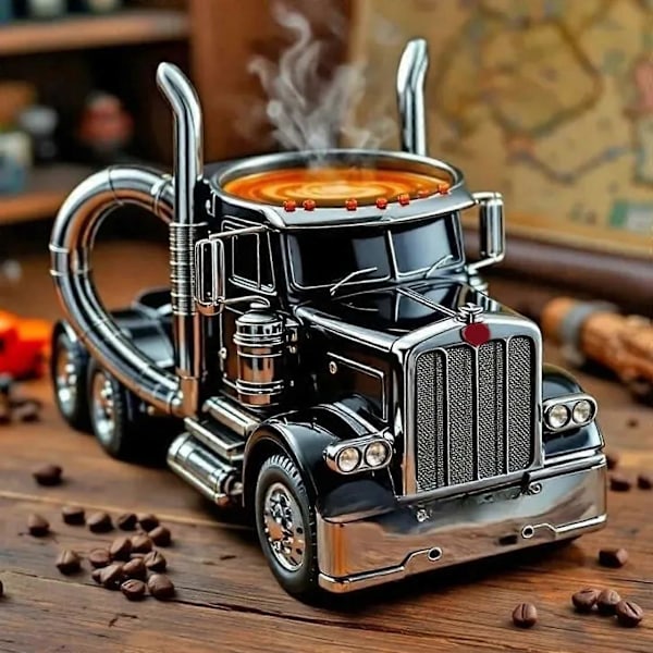 Håndlavet Lastbil Kaffe Kops, 11oz Halvtrailer Formet Keramik Kaffe Kop, Lastbil Kaffe Kops, Unik Gave Til Kaffe Og Lastbil Elskere Red