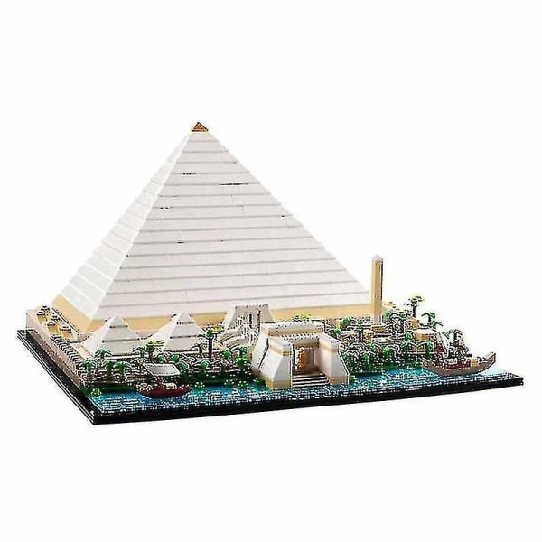 I lager 1476 st The Great Pyramid Of Giza 21058 Byggklossar Berömd Modell Stadsarkitektur Gatubild Tegelset Leksaker Present Only Light