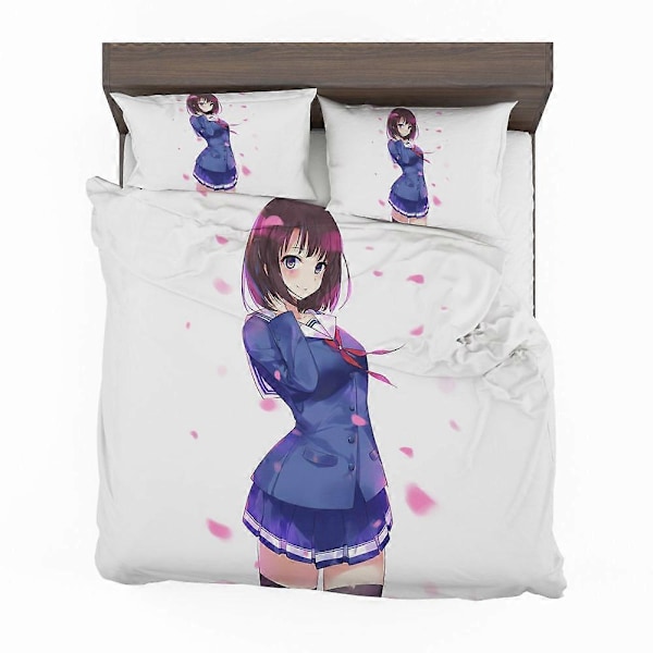 v4265 Sengetøy Megumi Kato Anime Jente Dynetrekk Sett Sengetøy Super Sengetøy IU4265 135x200cm 53x78in