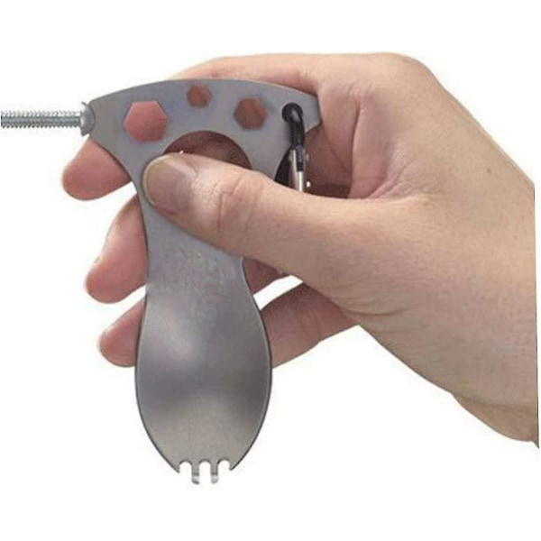 Multifunktionell sked gaffel rostfritt stål utomhus verktyg spork för vild överlevnad grå, utomhus multifunktion bestick silver 1 st