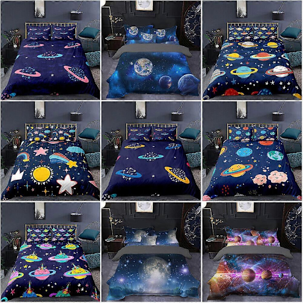 v4862 Sängkläder Stjärnklar Himmel Planet Påslakan Örngott Set Gåva Sängkläder IU4862 135x200cm 53x78in