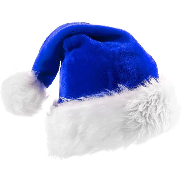 Blå tomtemössa för vuxna, blå heilwiy julmössa med mjuk fuskpäls och dubbla lager tyg för Heilwiy