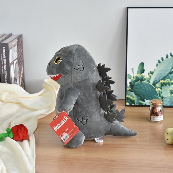 Dinosaur-pehmolelu Dragon Monster pehmonukke Godzillan täytetylle eläimelle syntymäpäiväjuhliin, harmaa 20 cm/8 tuumaa