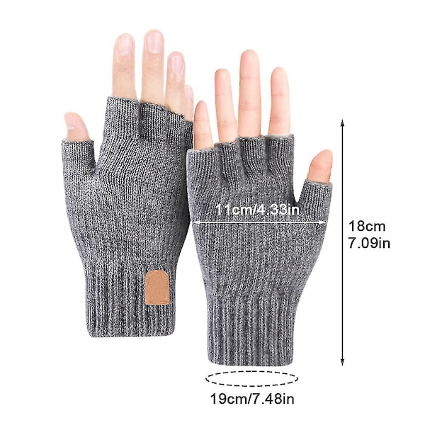 Män Kvinnor Skidåkning Stretchig Halvfinger Körning Vinterhandskar Varma Grey