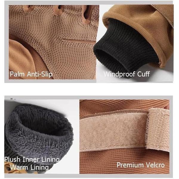 Winter Motorcycle Tactical Gloves, Waterproof and Windproof, Touchscreen Compatible, Cold Weather Gloves, Black, Size L